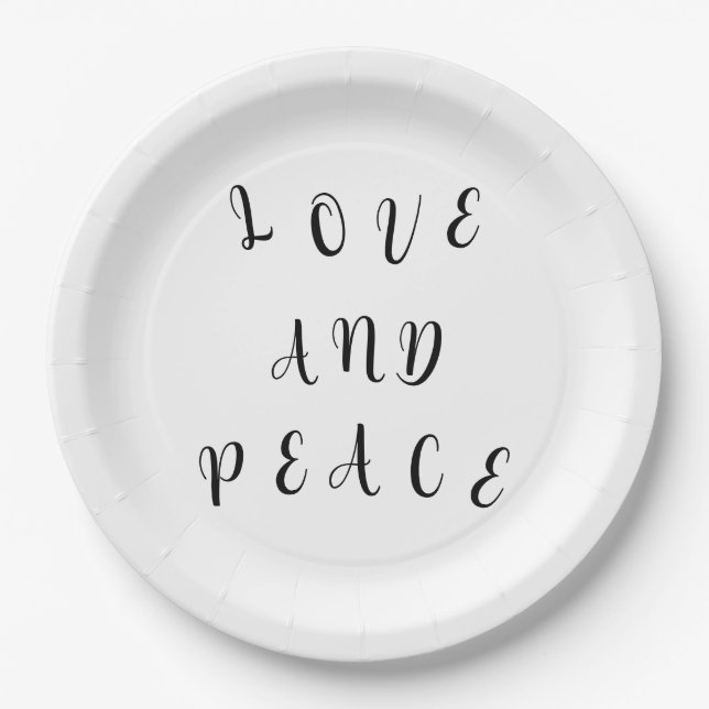 Cute Love And Peace Paper Plate (Front)