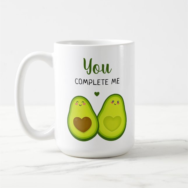 Cute Love Avocado Girlfriend Boyfriend Anniversary Coffee Mug (Left)