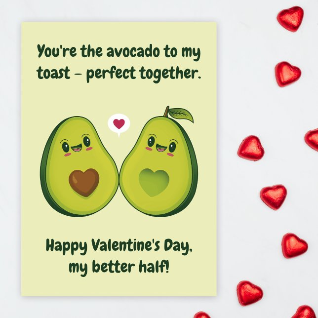 Cute Love Avocado Happy Funny Valentines Day Holiday Card (Creator Uploaded)