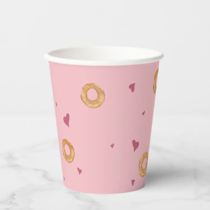 Cute LOVE & BAGELS     Soft Blush Pink    Paper Cups