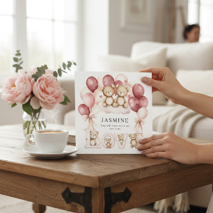 cute Love Balloons Watercolor Valentine Card