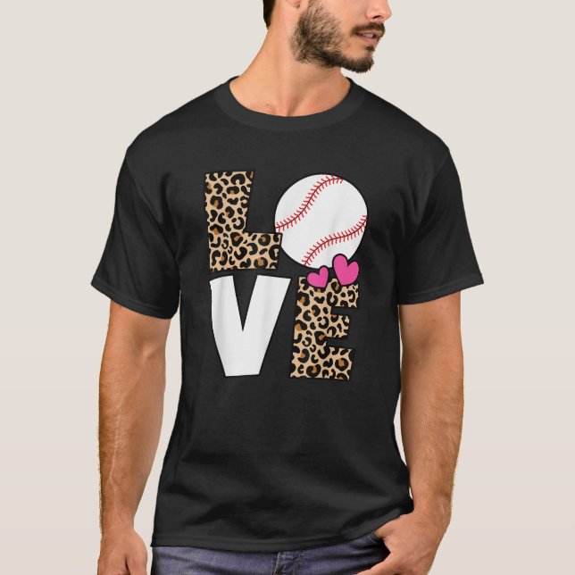 Cute Love Baseball Women Girls Baseball Lover T-Shirt (Front)