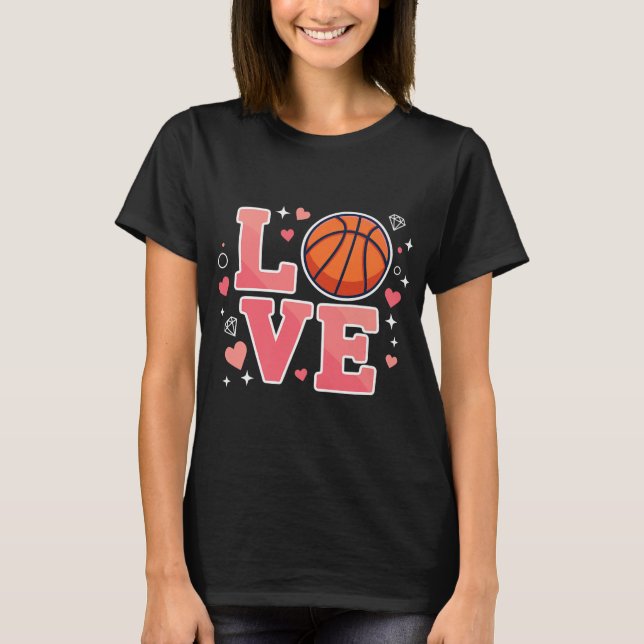 Cute Love Basketball Design For Girls And Youth Sp T-Shirt (Front)