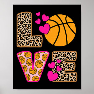 Cute Love Basketball Leopard Print Women Girls Bas
