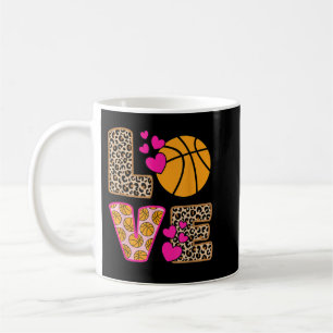 Cute Love Basketball Leopard Print Women Girls Bas Coffee Mug