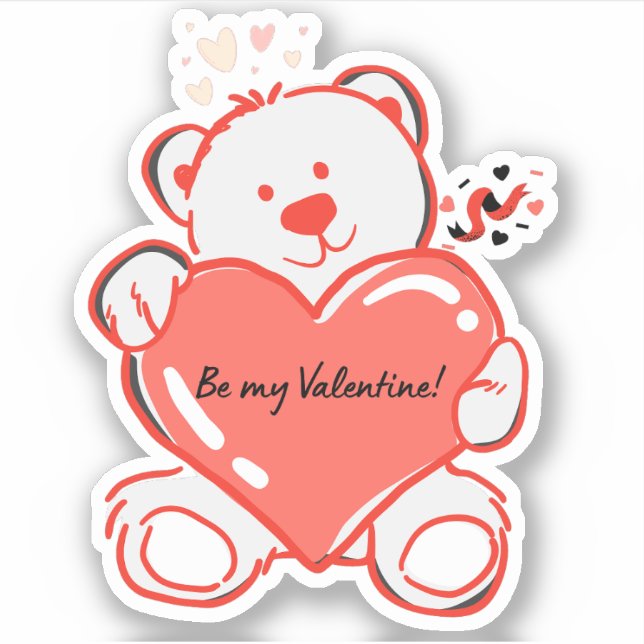 Cute Love "Be My Valentine" scrapbook  Sticker (Front)