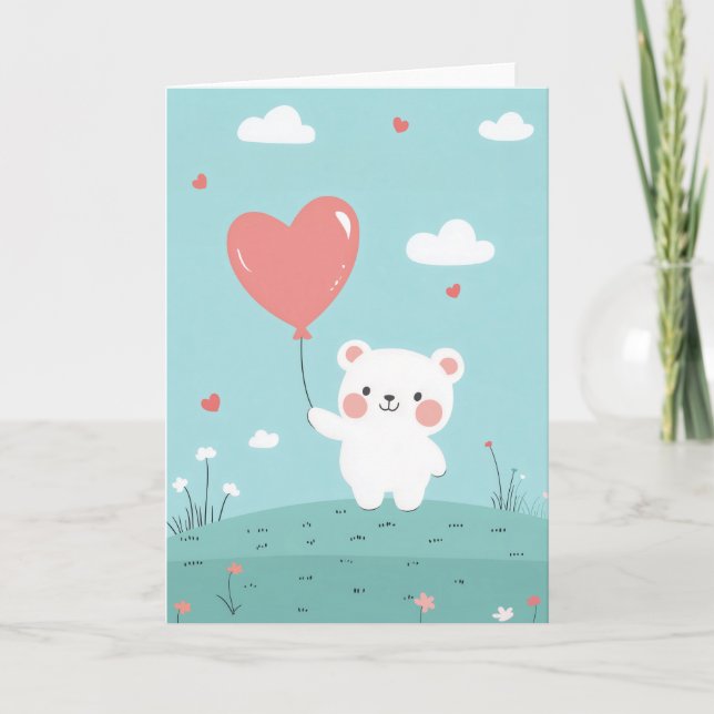 Cute Love Bear Greeting Card (Front)