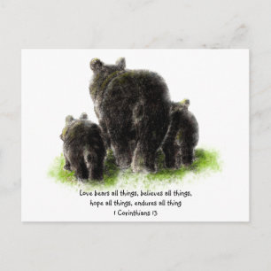 Cute Love Bears all things Quote 1Corinthians 13 Postcard