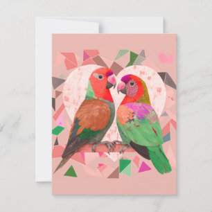 CUTE LOVE BIRD, COLORFUL LOVEBIRD, PINK BIRD  CARD