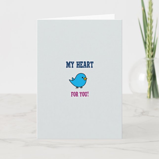 Cute Love Bird Heart Card (Front)