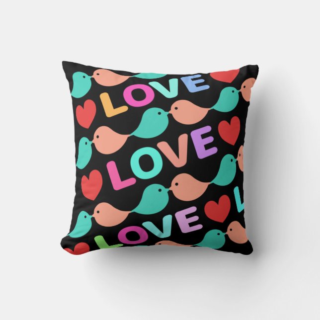 Cute Love Bird LOVE&CUTE black Cute lovebirds. Cushion (Front)