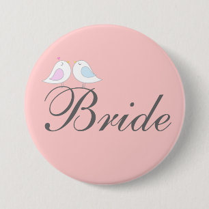 Cute love birds BRIDE 7.5 Cm Round Badge