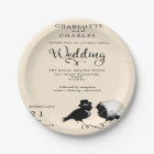 Cute Love Birds Bride And Groom Elegant Invitation