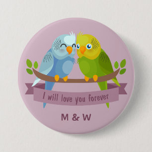 Cute Love Birds custom monogram buttons