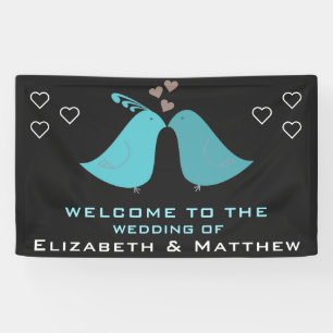 Cute Love Birds Custom Wedding Banner