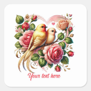 Cute love birds customizable Wedding  Square Sticker