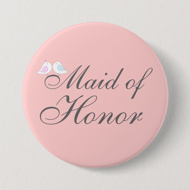 Cute love birds Maid of Honour 7.5 Cm Round Badge (Front)