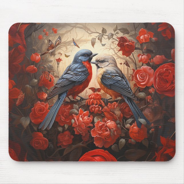 Cute Love Birds  Mouse Mat (Front)