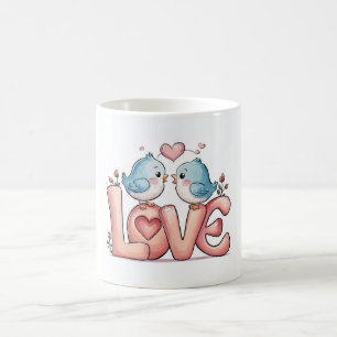 Cute Love Birds Mug - Romantic Couples Coffee Cup
