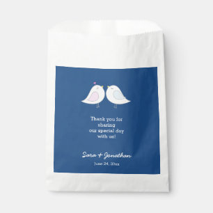 Cute Love Birds on Navy Blue Wedding Thank You Favour Bags