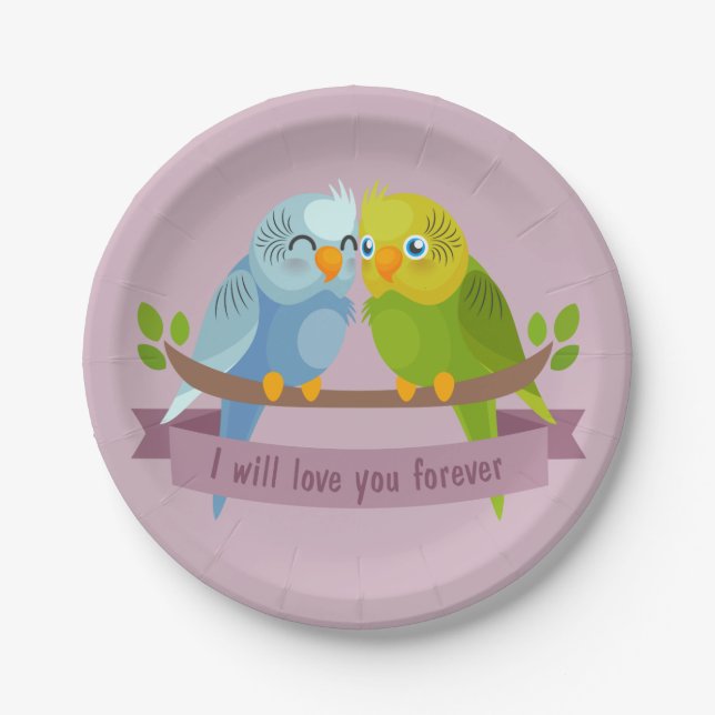 Cute Love Birds paper plates (Front)
