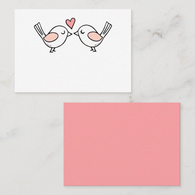 Cute Love Birds Pink White Lovebirds Wedding  Plac Place Card (Front/Back)