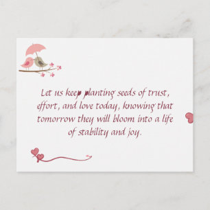 Cute Love Birds Postcard Shared Future & Growth