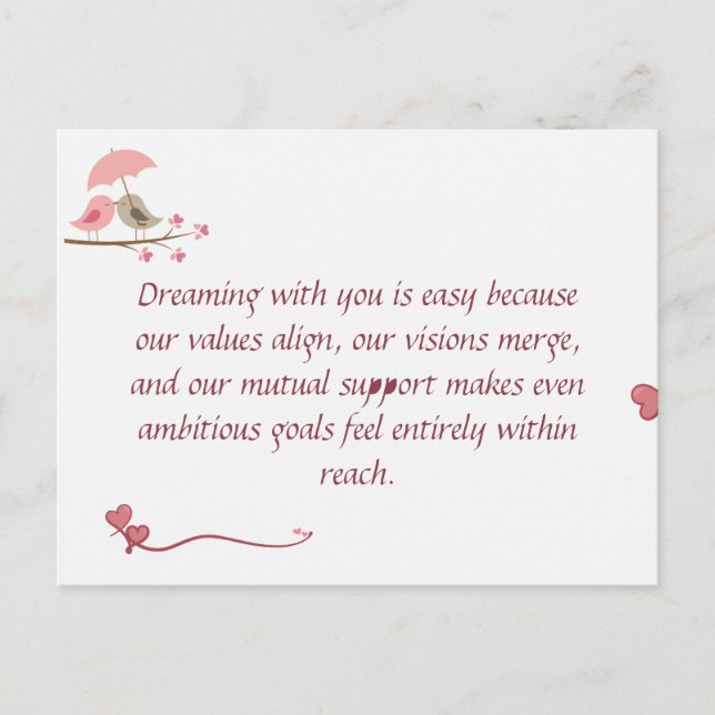 Cute Love Birds Postcard | Shared Future & Growth  (Front)