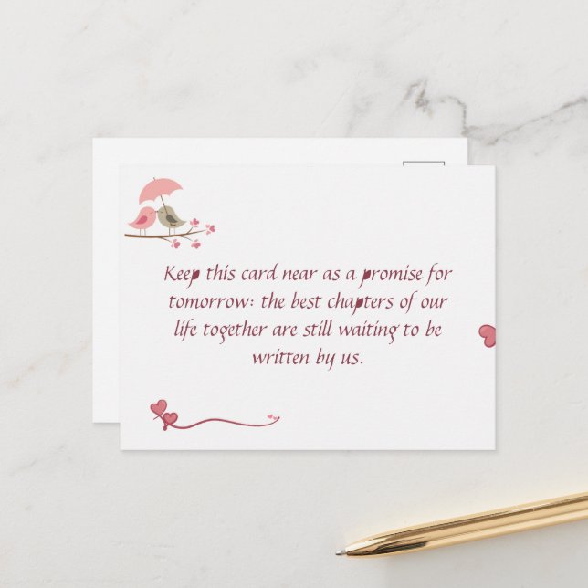 Cute Love Birds Postcard | Shared Future & Growth  (Front/Back In Situ)