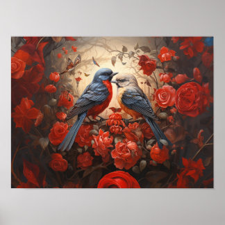 Cute Love Birds Poster