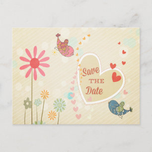 Cute Love Birds Save The Date Announcement Postcard