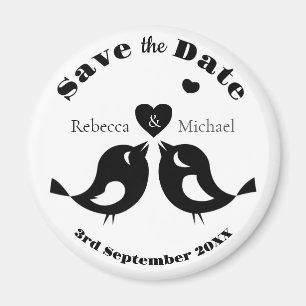 Cute Love Birds Save the Date Personalised Magnet
