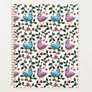 Cute Love Birds Seamless Pattern Romantic Planner