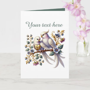 Cute love birds Wedding add text  Card