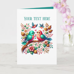 Cute love birds Wedding add text  Card