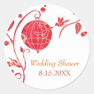 Cute Love Birds Wedding Shower Classic Round Sticker