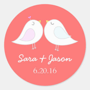 Cute love birds wedding sticker