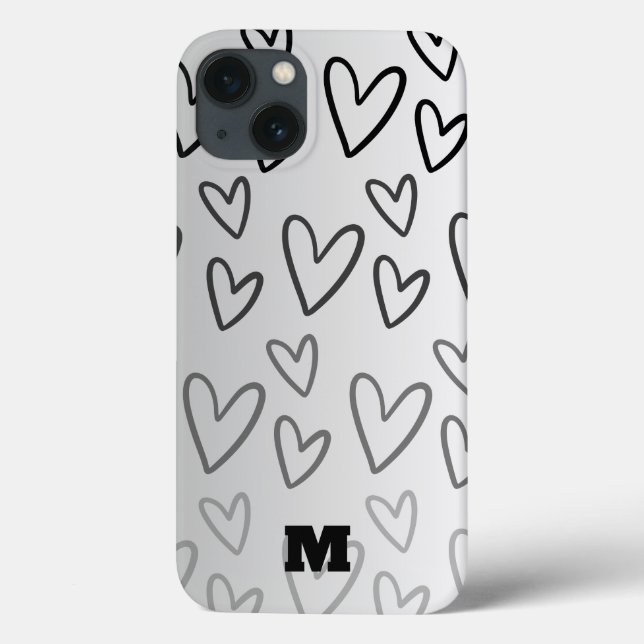 cute love black and white heart personalised phone Case-Mate iPhone case (Back)