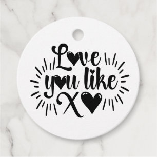 Cute Love Black White Wedding Bridal Shower X&O Favour Tags