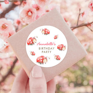 Cute Love Bug Birthday Party Favour Classic Round Classic Round Sticker