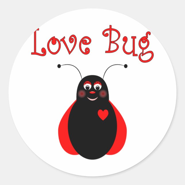 Cute Love Bug Ladybug Sticker (Front)