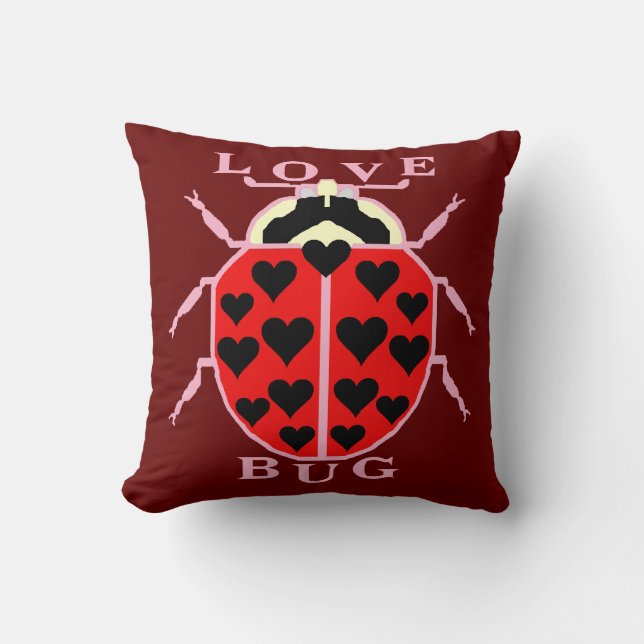 Cute Love Bug Valentine's Day Ladybug Cushion (Front)