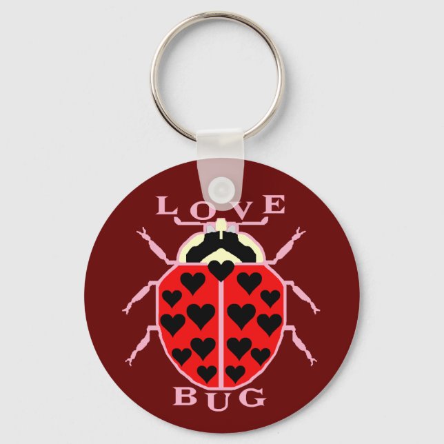 Cute Love Bug Valentine's Day Ladybug Key Ring (Front)