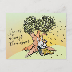 Cute Love Bunnies Illustration & Beautiful Quote Postcard