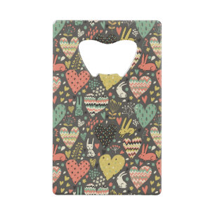 Cute love bunnies pattern with hearts