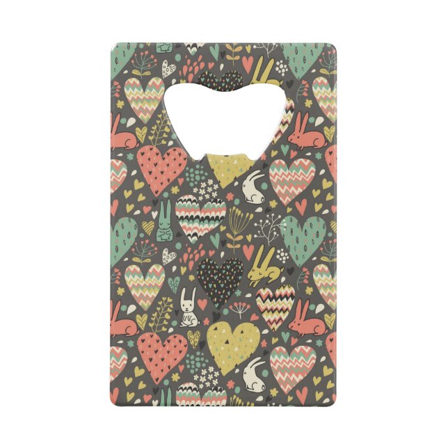Cute love bunnies pattern with hearts (Front)