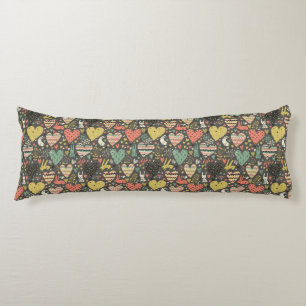 Cute love bunnies pattern with hearts body cushion