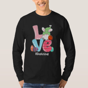 Cute LOVE Bunny Gnome Basketball Eggs Hunting East T-Shirt
