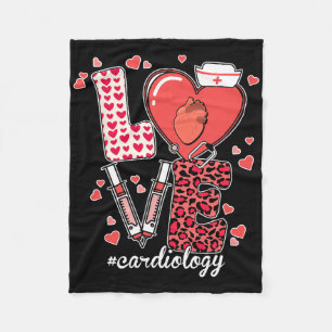 Cute Love Cardiology Valentine Cardiac Nurse Cvicu Fleece Blanket