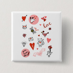 Cute Love Cartoon 15 Cm Square Badge
